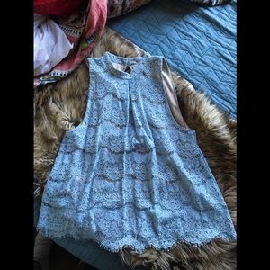 NWT baby blue eyelash lace top